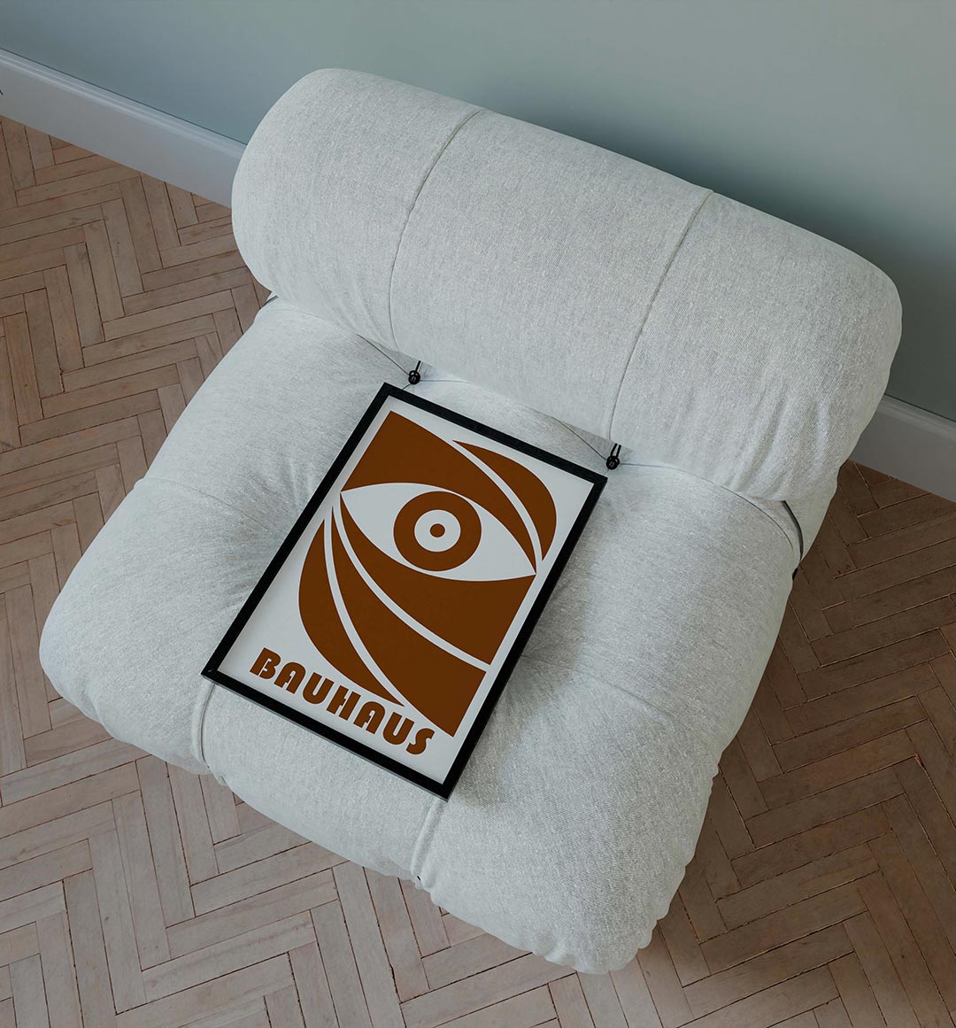 Oog en lijnen – staande Bauhaus poster voor aan de muur