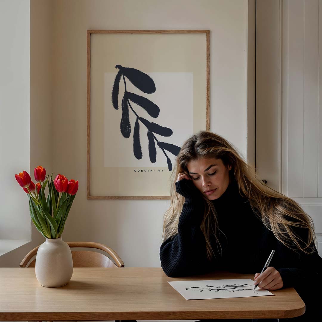 Minimalistische Botanische Kunstposter – bloemen poster in staand formaat