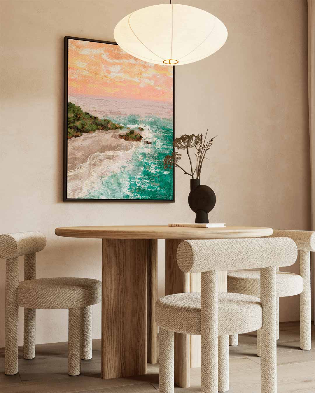 Zonsondergang aan de Kust – modern portret kunstwerk van WallArtistic