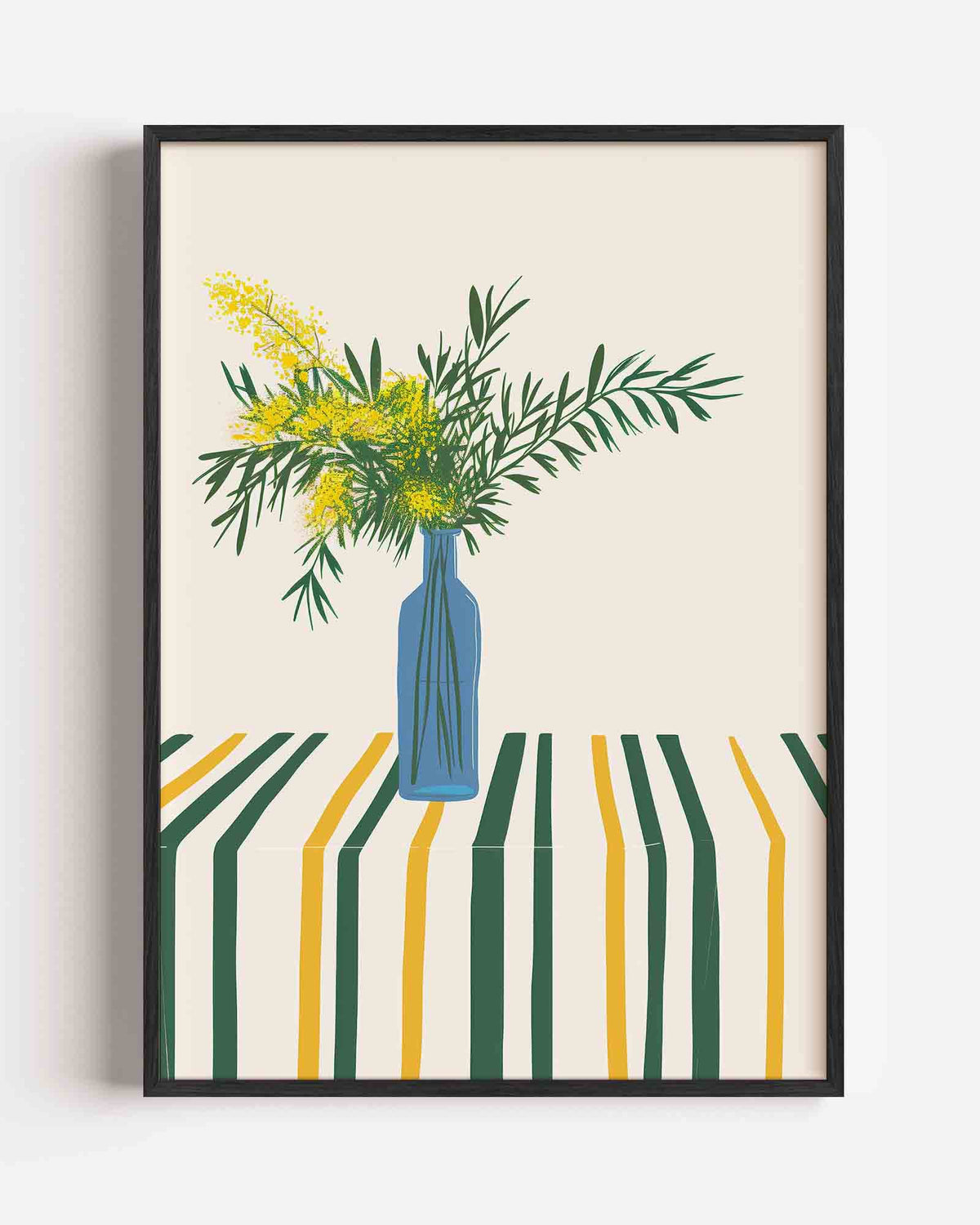 Bloemen in blauwe vaas – hedendaagse illustratie portret poster als wanddecoratie