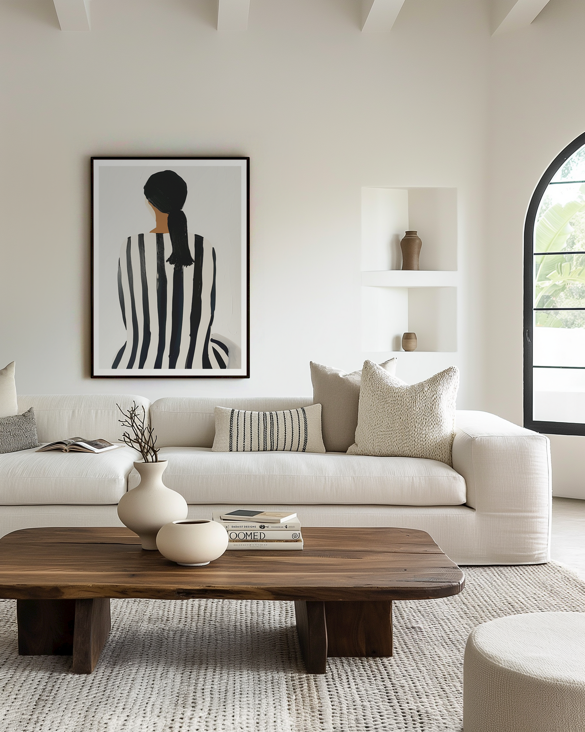 Gestreepte Silhouet Illustratie – staand kunstwerk voor modern interieur