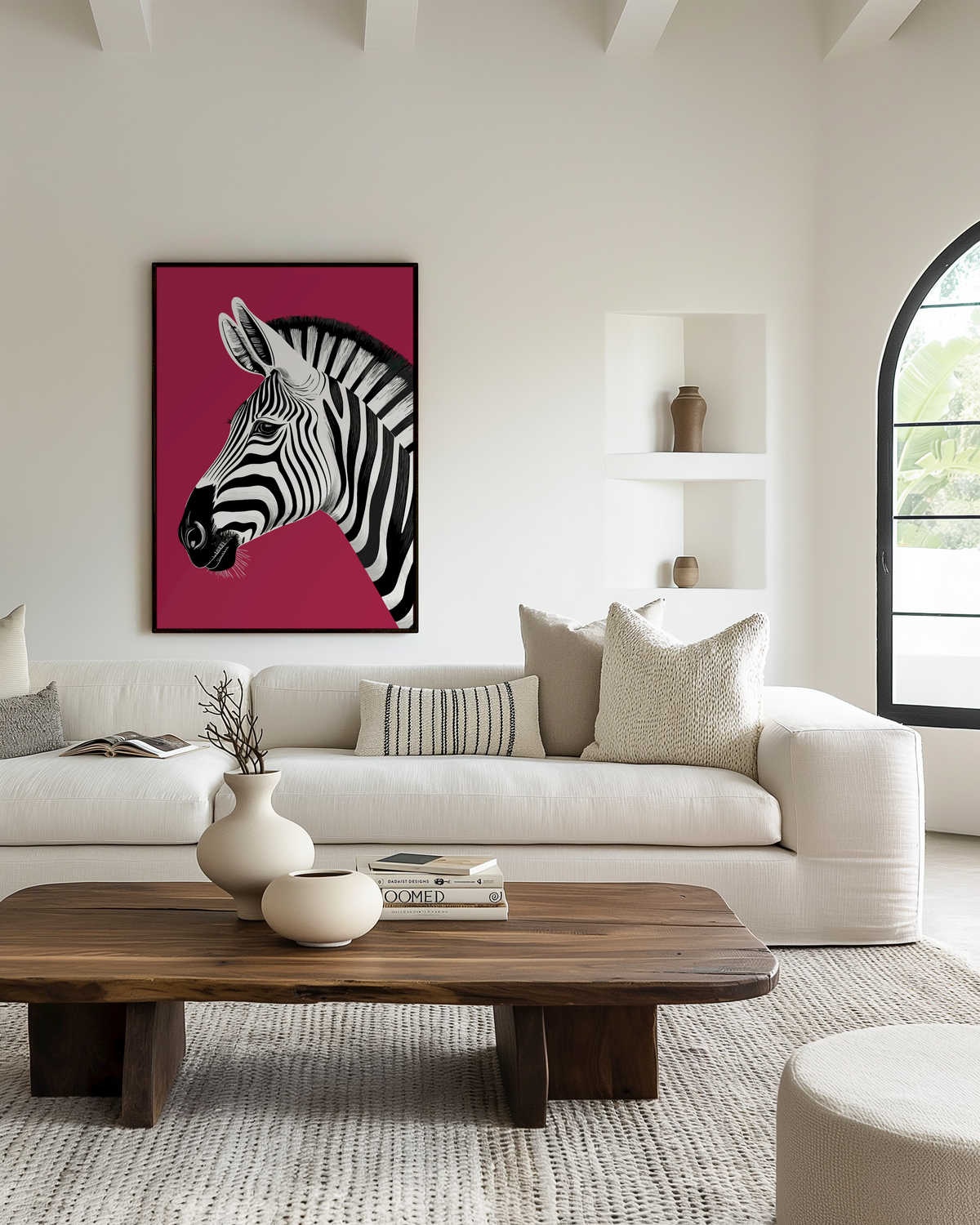 Zebra red – staand kunstwerk voor modern interieur